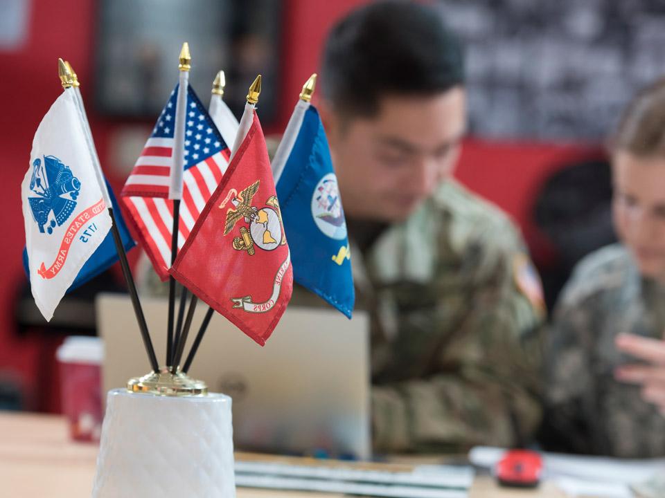flags on table